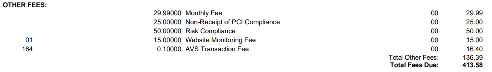 Shark Processing Monthly Fees Screenshot