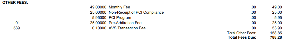 Zen Payments Monthly Fees Screenshot